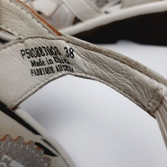 FLY LONDON Strappy Wedge Sandals Slingbacks White & Silver Sz 7.5 - Picture 14 of 15